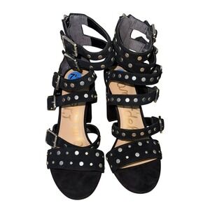 Sam Edelman Studded Gladiator Sandals Womens 7.5 Pre-Owned Heels Black Suede